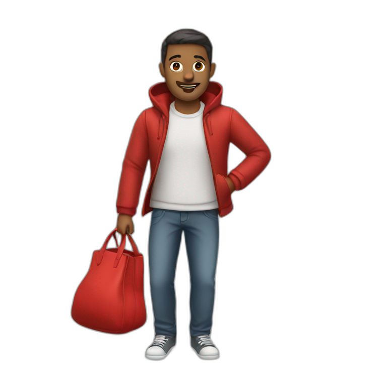 man with red bag emoji