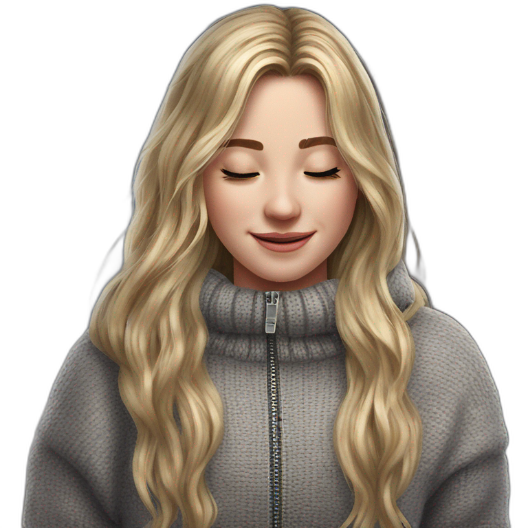 blonde girl in cozy sweater emoji