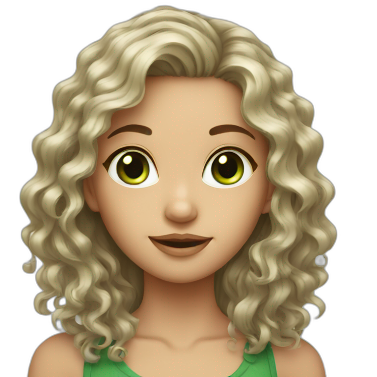 wavy hair girl with green eyes emoji