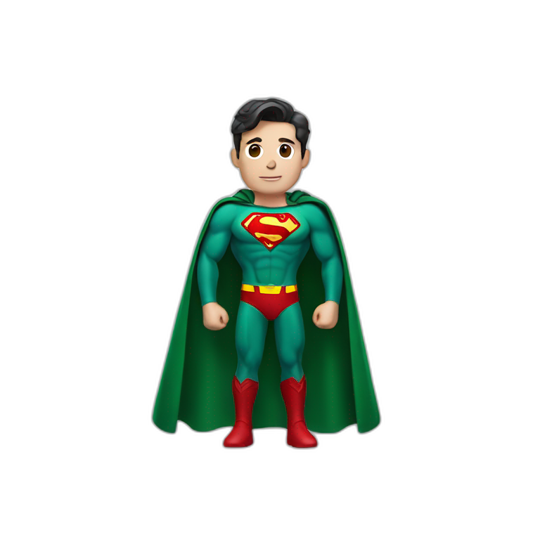 Superman wears forest green clothes emoji