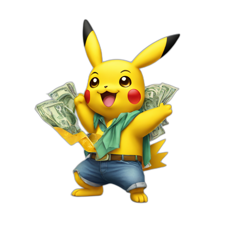 Pikachu holding money emoji