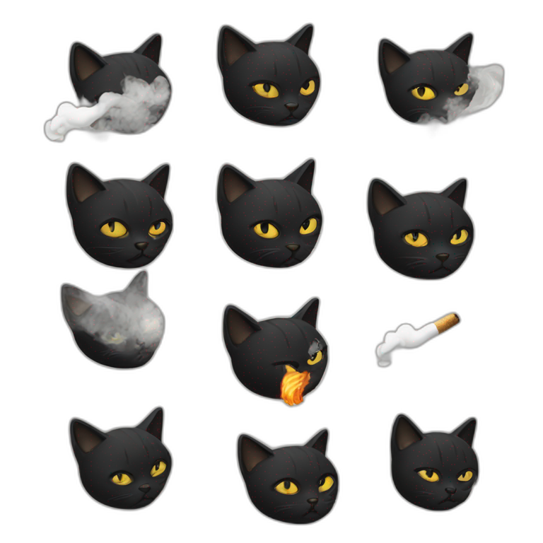 Black-cat-smoking emoji