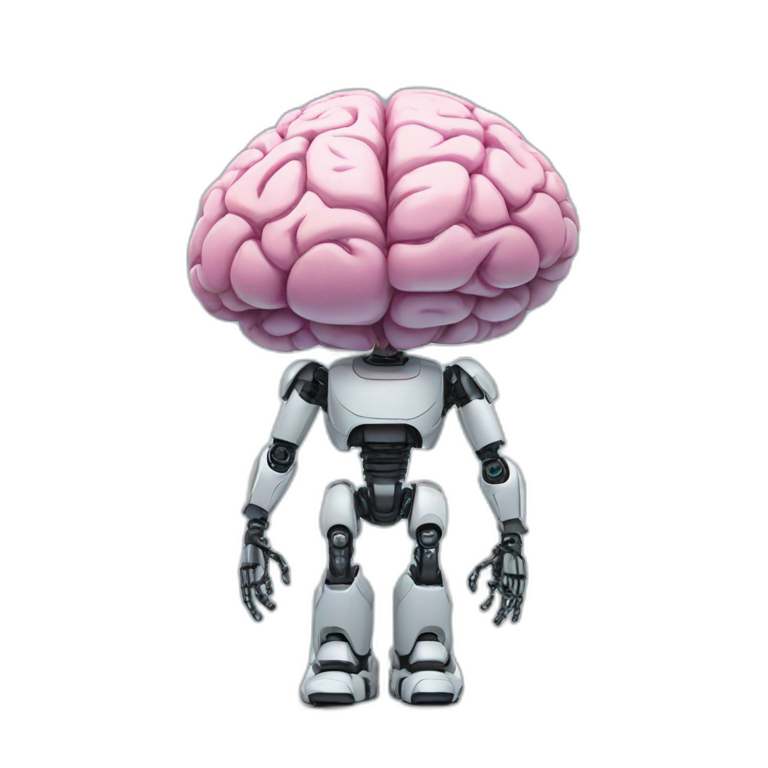 emoji robot holds brain in hand emoji