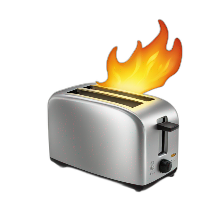 toaster with money coming out of it on fire emoji
