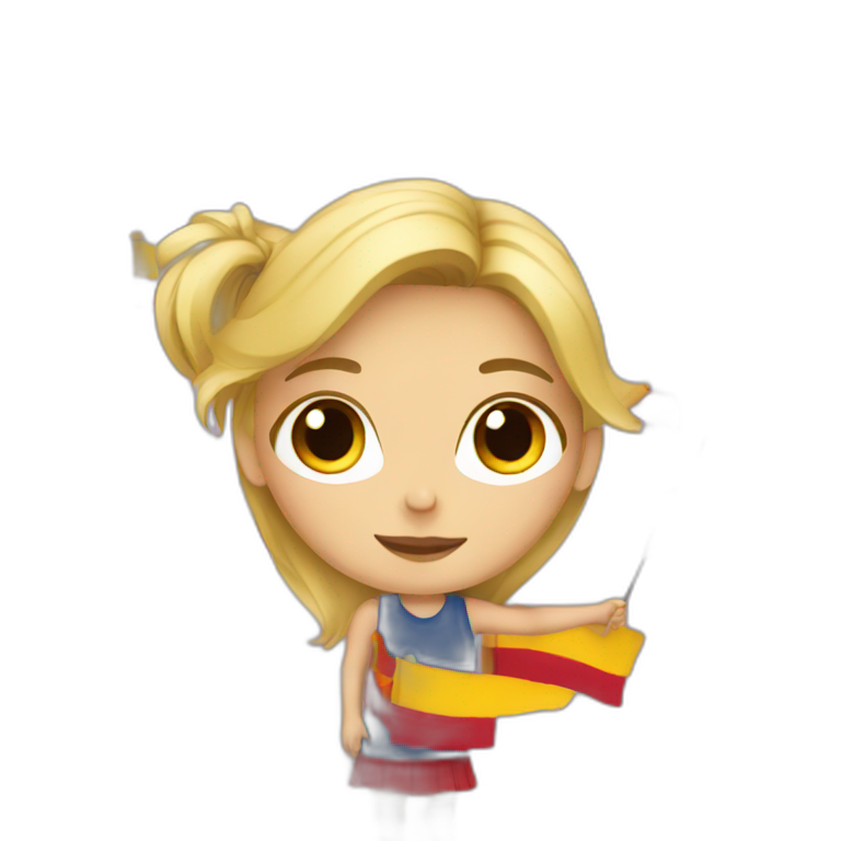Blond girl holding Spanish flag  emoji