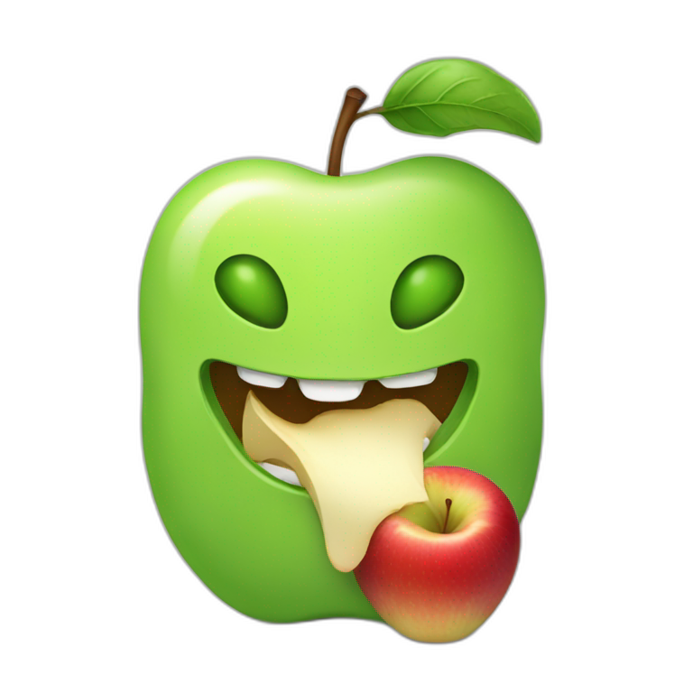 android eats apple emoji