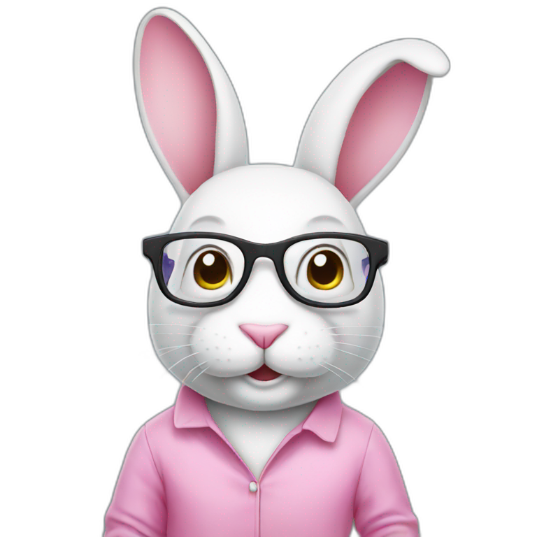 Specialist pink rabbit with glasses emoji