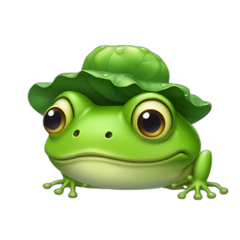 A frog wearing a toupee emoji