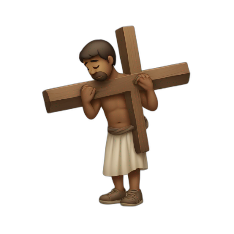 sad guy carrying a cross emoji