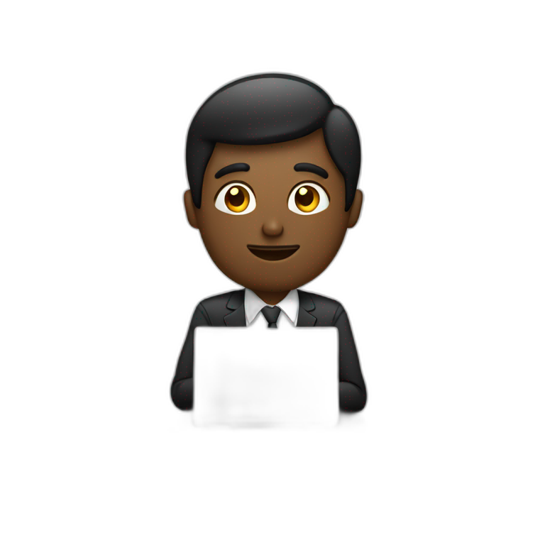 Homme noir travail ordinateur bureau emoji