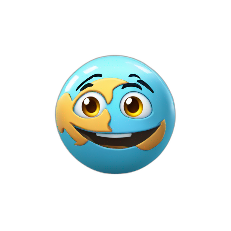 3d sphere with a cartoon childish jigsaw Aladdin skin texture with kind eyes emoji