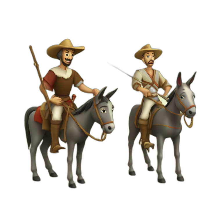 Don Quixote on a donkey and Sancho Panza emoji