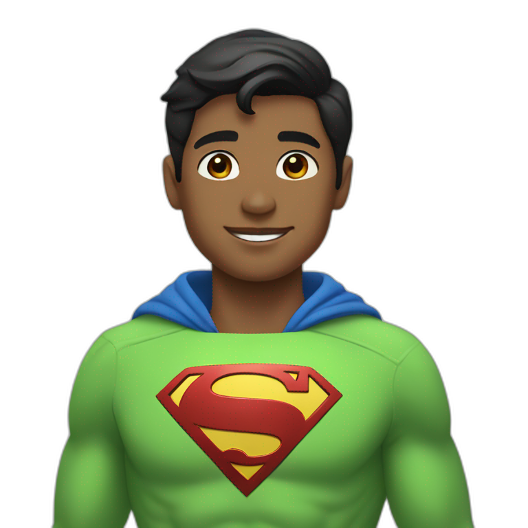 A Superman-like young person wears spring green clothes emoji