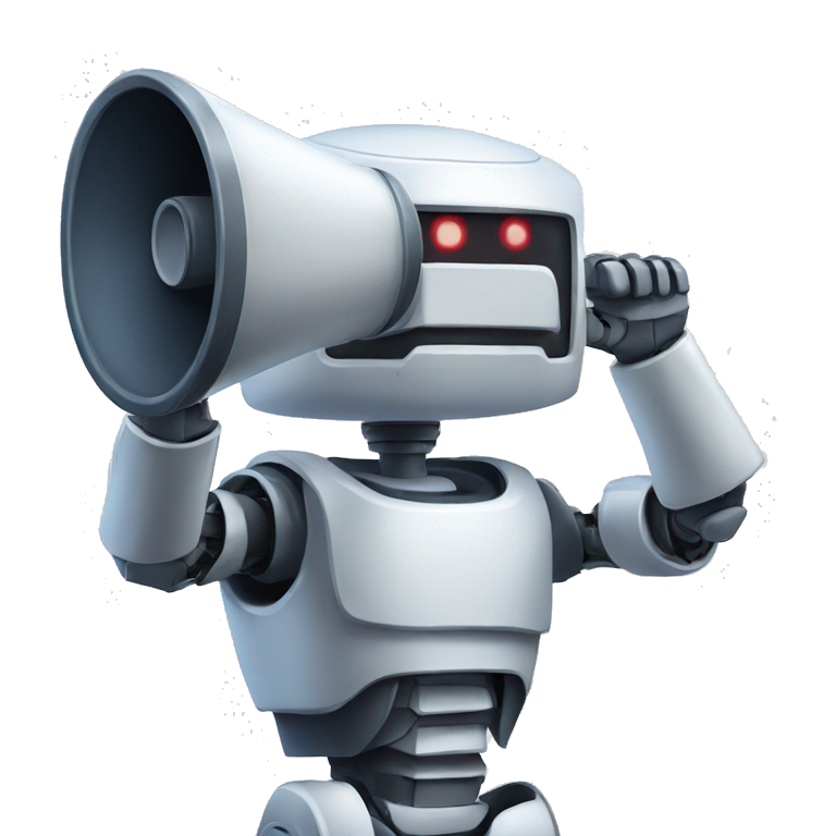 robot with a megaphone emoji