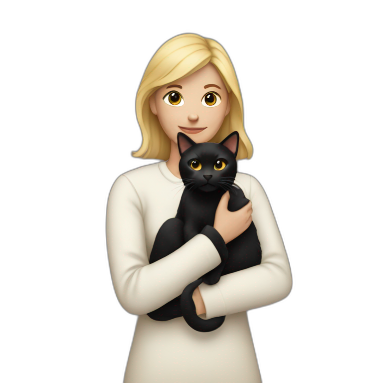 Woman with black cat in arms emoji