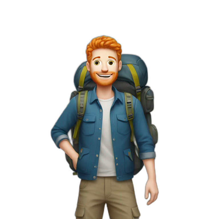 tall ginger male college student who likes to hike emoji
