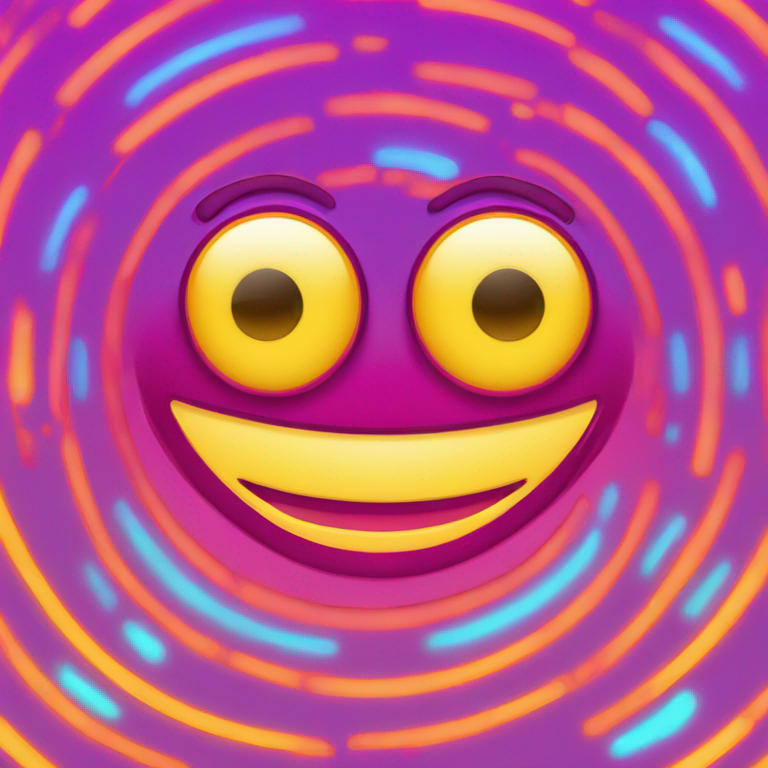 Cartoon in bright neon colours with pale red eyes happy chill eyes half open, in the style of Disney and loony tunes vector art clipart emoji