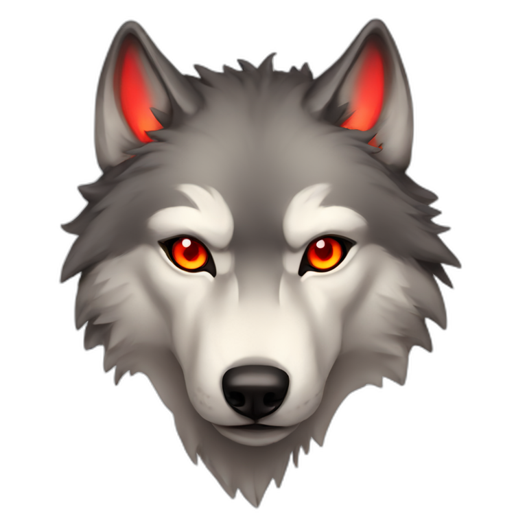wolf human, red glowing eyes emoji
