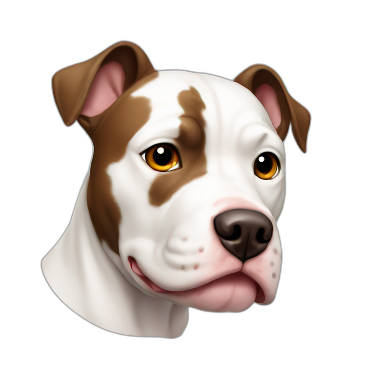 white pitbull dog with big brown spot in the face emoji