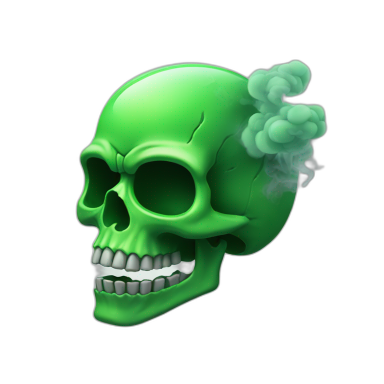 Green Skull with smoke emoji