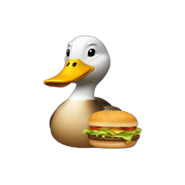 Un canard qui mange un hamburger emoji