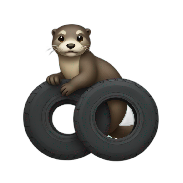 an otter holding a tire emoji