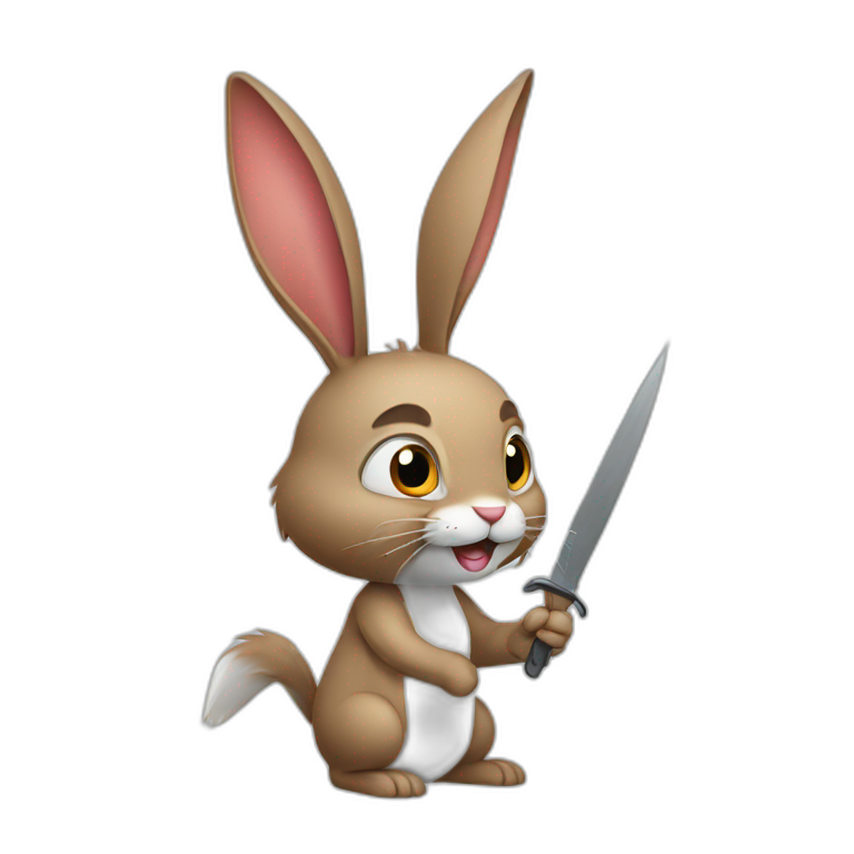 Rabbit holding sharp emoji