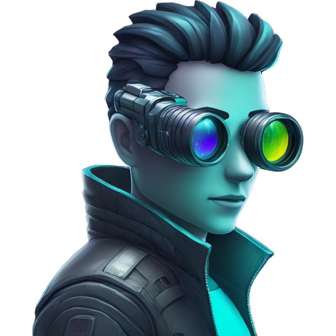 Secret human agent with cyberpunk elements with a spyglass scanning ...