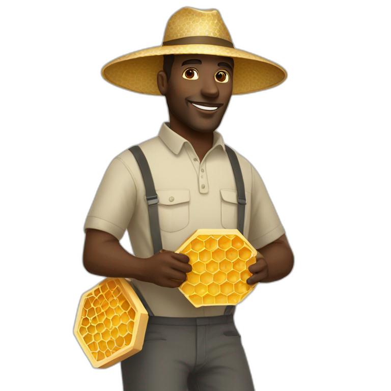 Tall black man beekeeper with honeycomb full body emoji