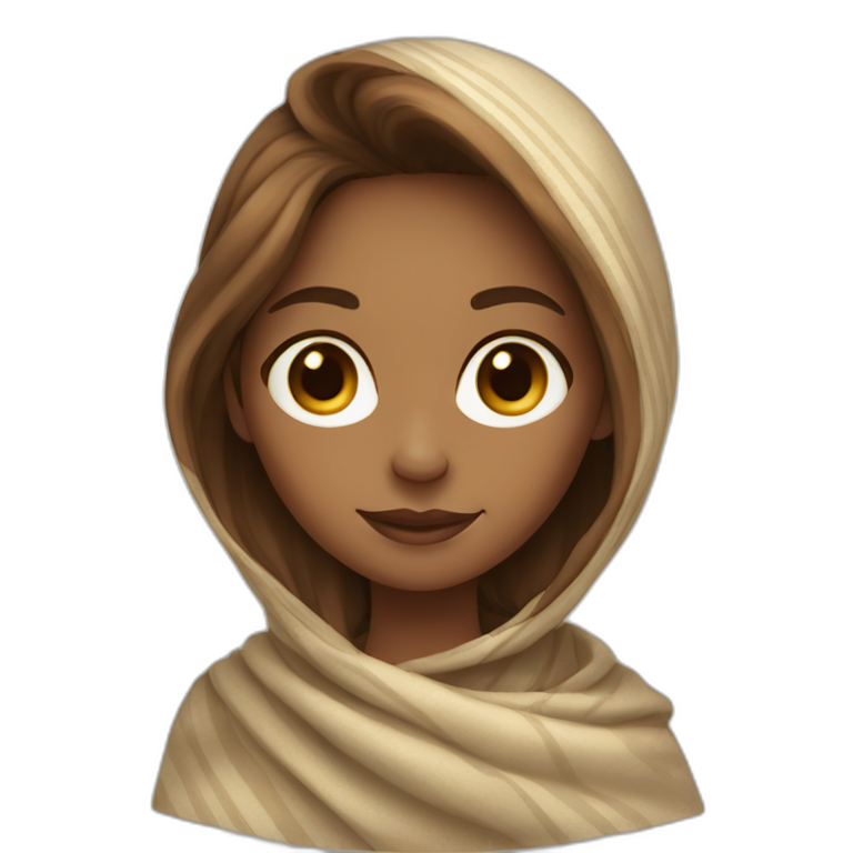 colourful shawl brown hair light skin girl emoji