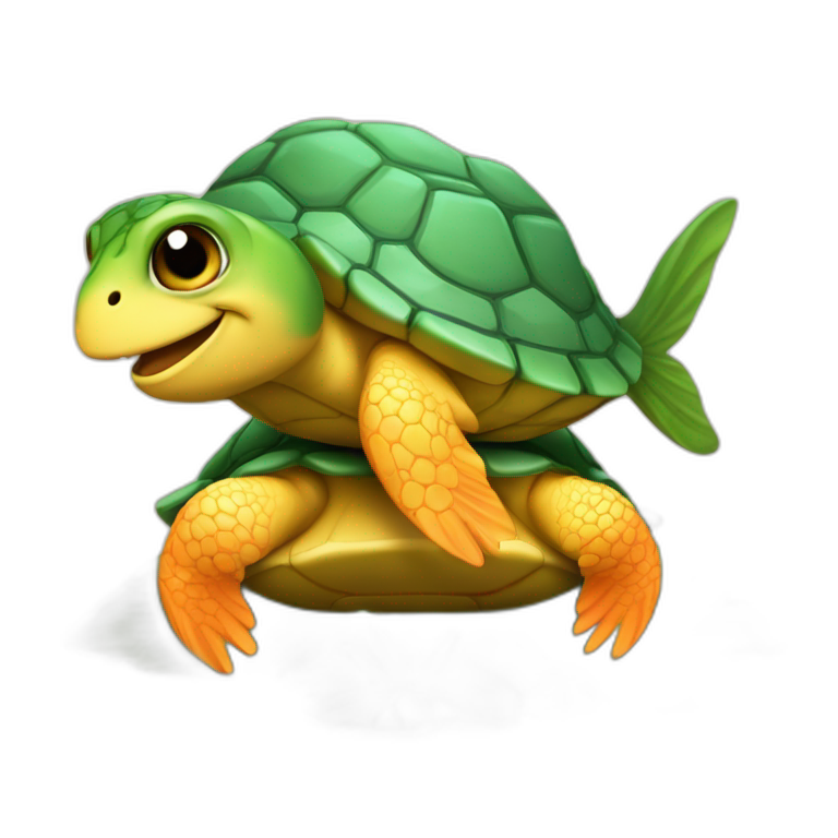 Poisson sur une tortue emoji
