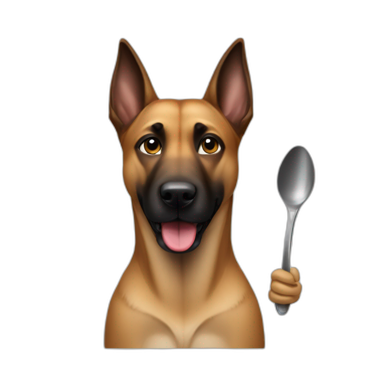 Dog malinois with spoon emoji