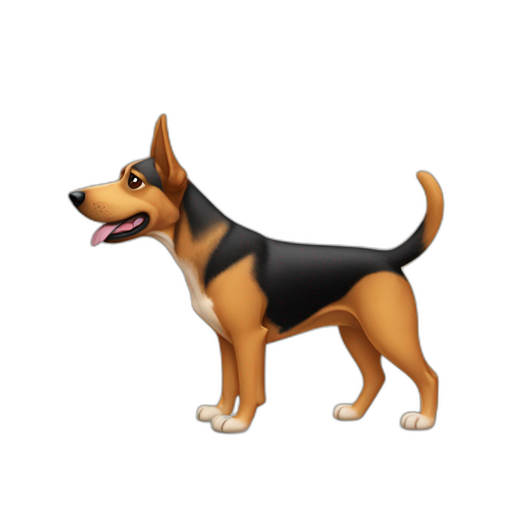 coonhound and German shepherd mix dog walking emoji