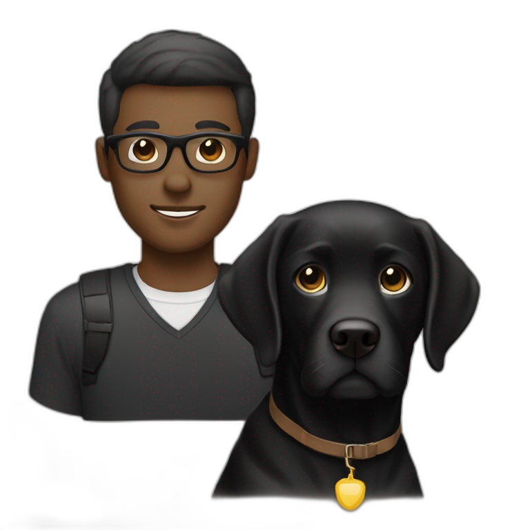 black lab with white man light Brown Hair and glasses emoji