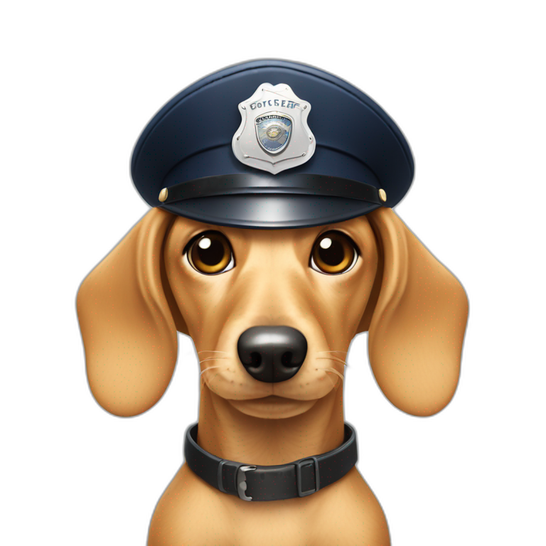 Cream Dachshund with police hat emoji