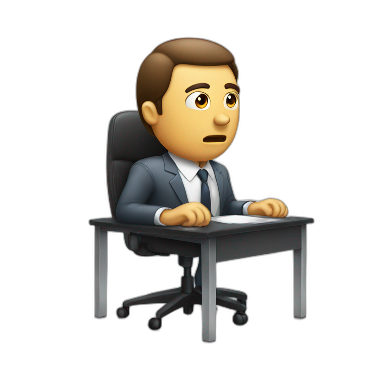 job interview desk man perplexed emoji