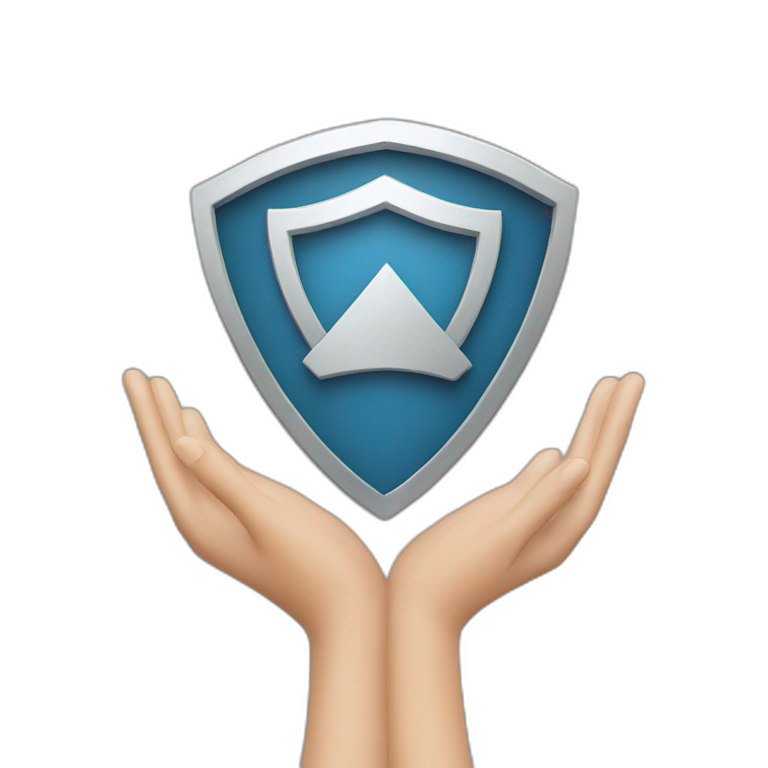 two hands holding insurance shield emoji