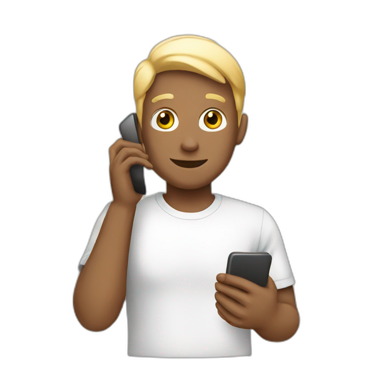 white human with phone emoji