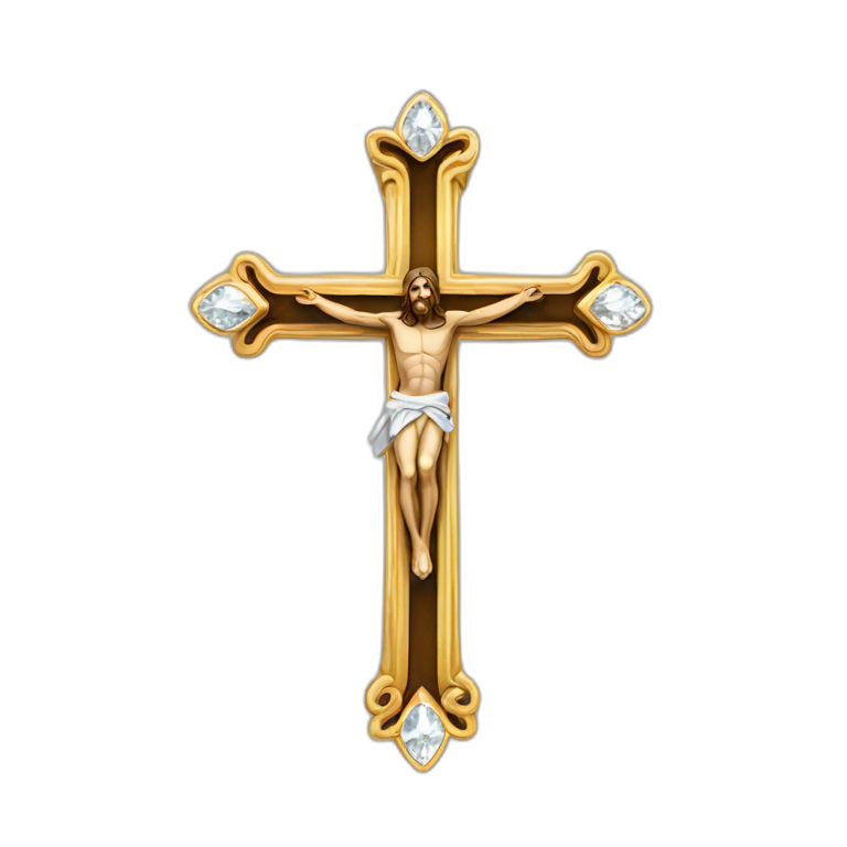 Jesus cross with diamonds emoji