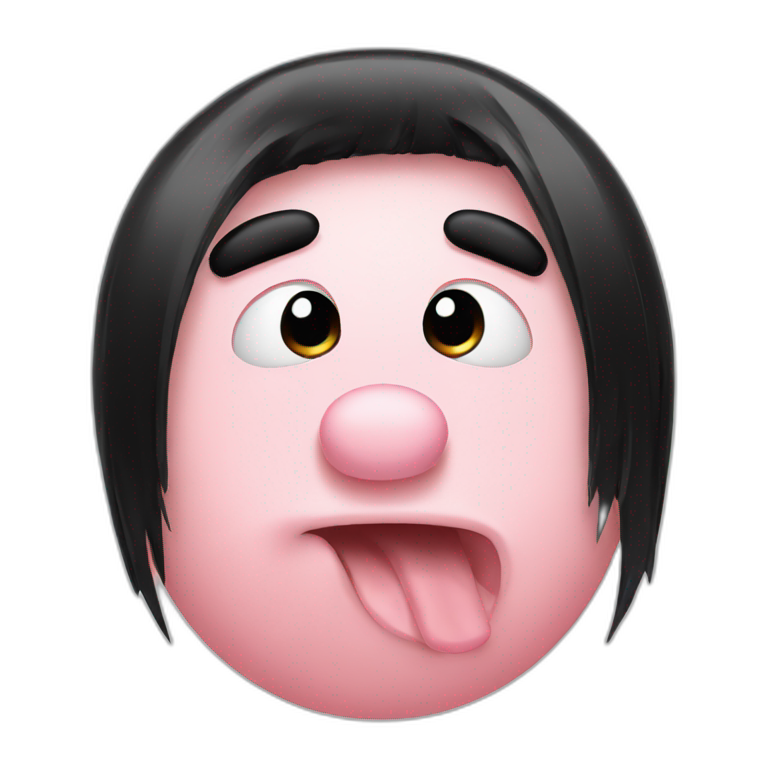 Pig nose with black wig hair emoji
