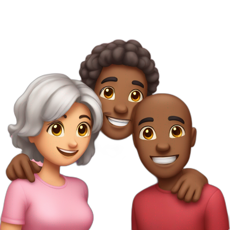 A trio of 3 friends wishing valentines day to each other. emoji
