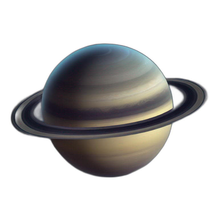 planet Saturn with a cartoon sleepy face with big calm eyes emoji