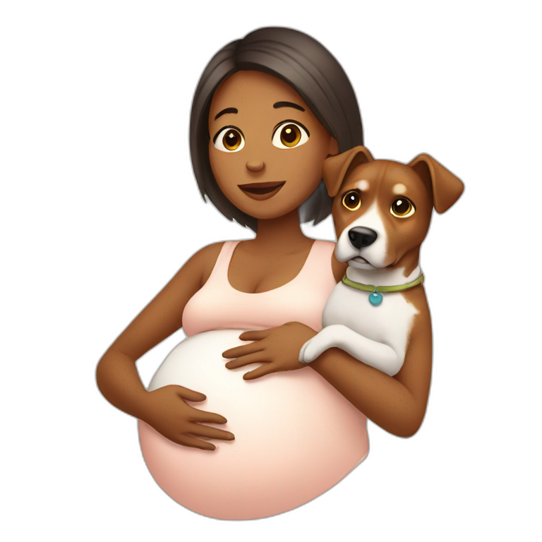 pregnant women with dog emoji
