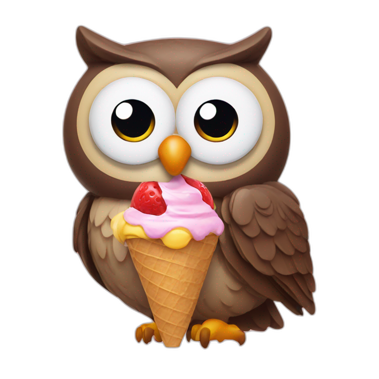 owl eating an icecream emoji