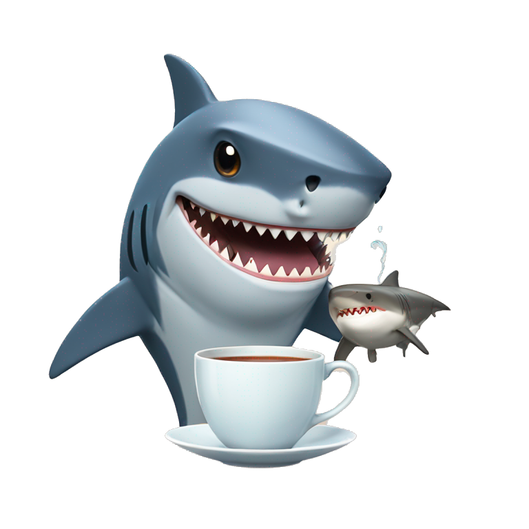 Shark having tea with a bear emoji