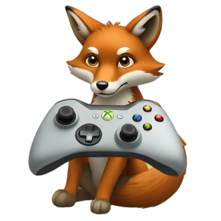 a fox with an xbox controller emoji