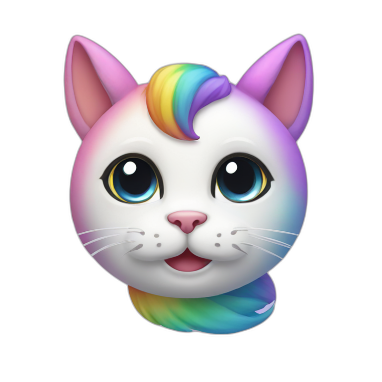 cute rainbow unicorn cat face emoji