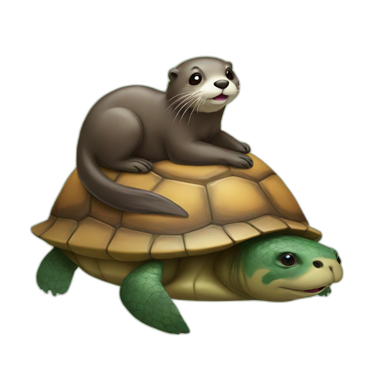 An otter on a turtle emoji