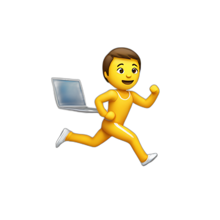 Running man with laptop emoji