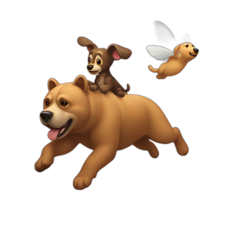 dog fly above a bear emoji